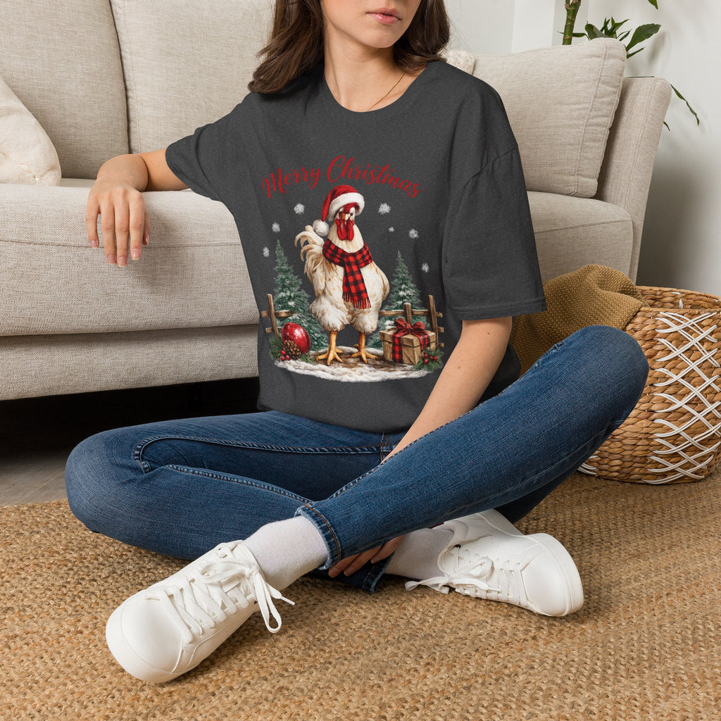 Christmas Rooster T-Shirt — Merry Christmas Farmhouse Holiday Tee