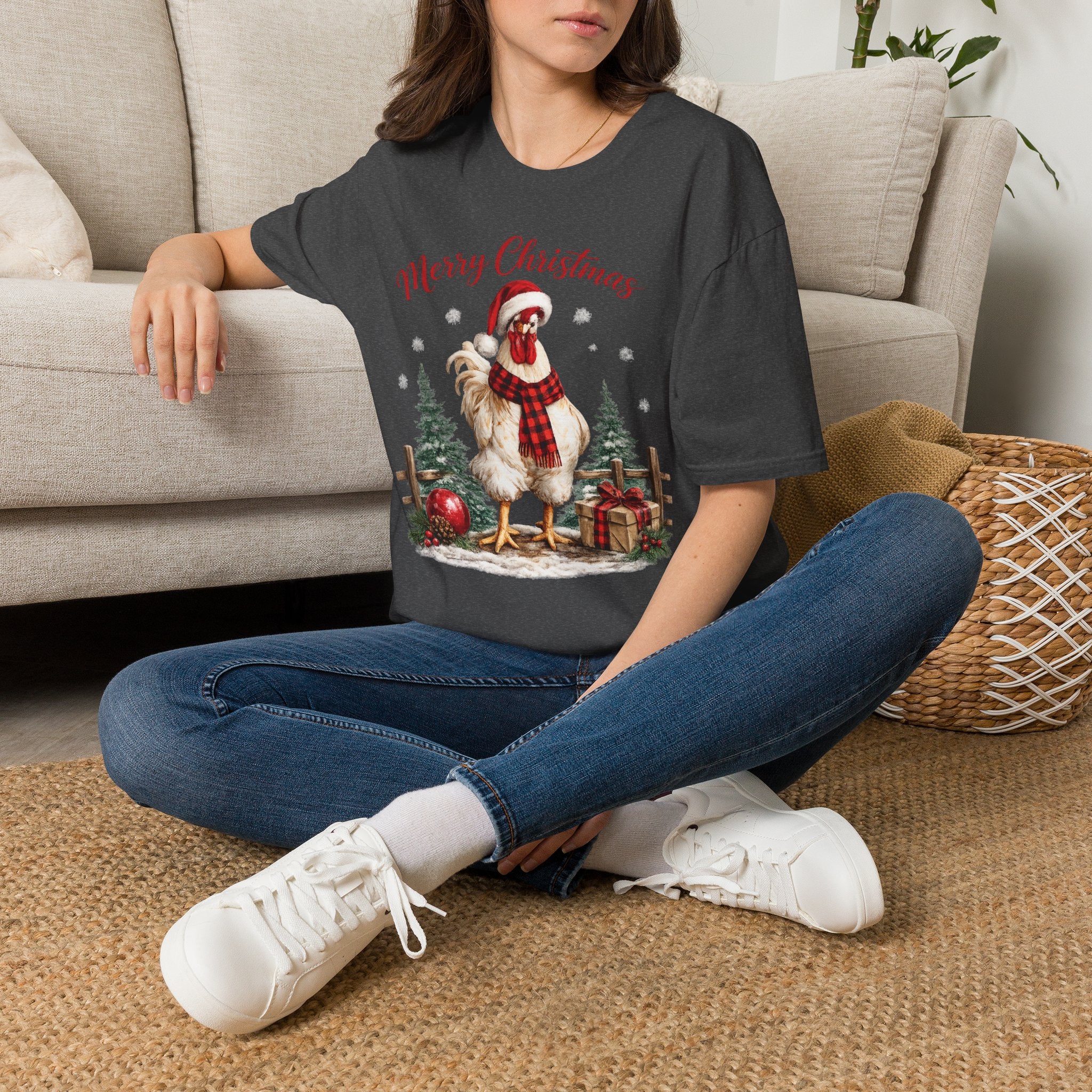 Christmas Rooster T-Shirt — Merry Christmas Farmhouse Holiday Tee