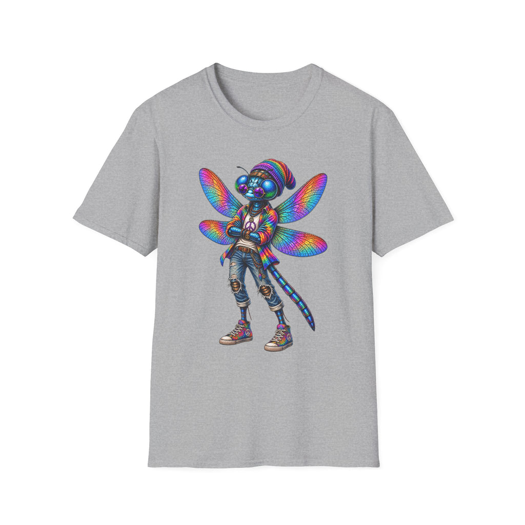 Psychedelic Dragonfly Graphic T-Shirt — Colorful Rasta-Inspired Bug Art Tee