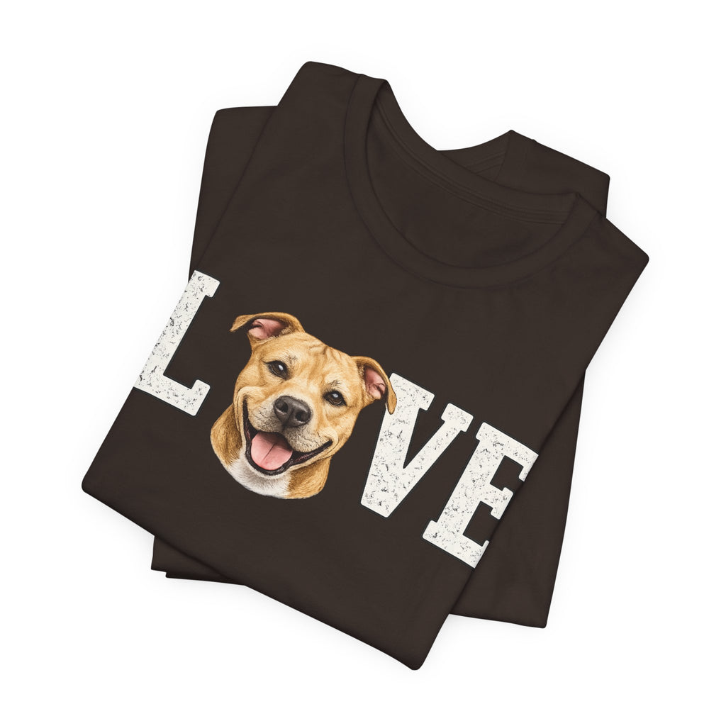 Pit Bull Love T-Shirt — 'LOVE' with Happy Puppy Face Tee