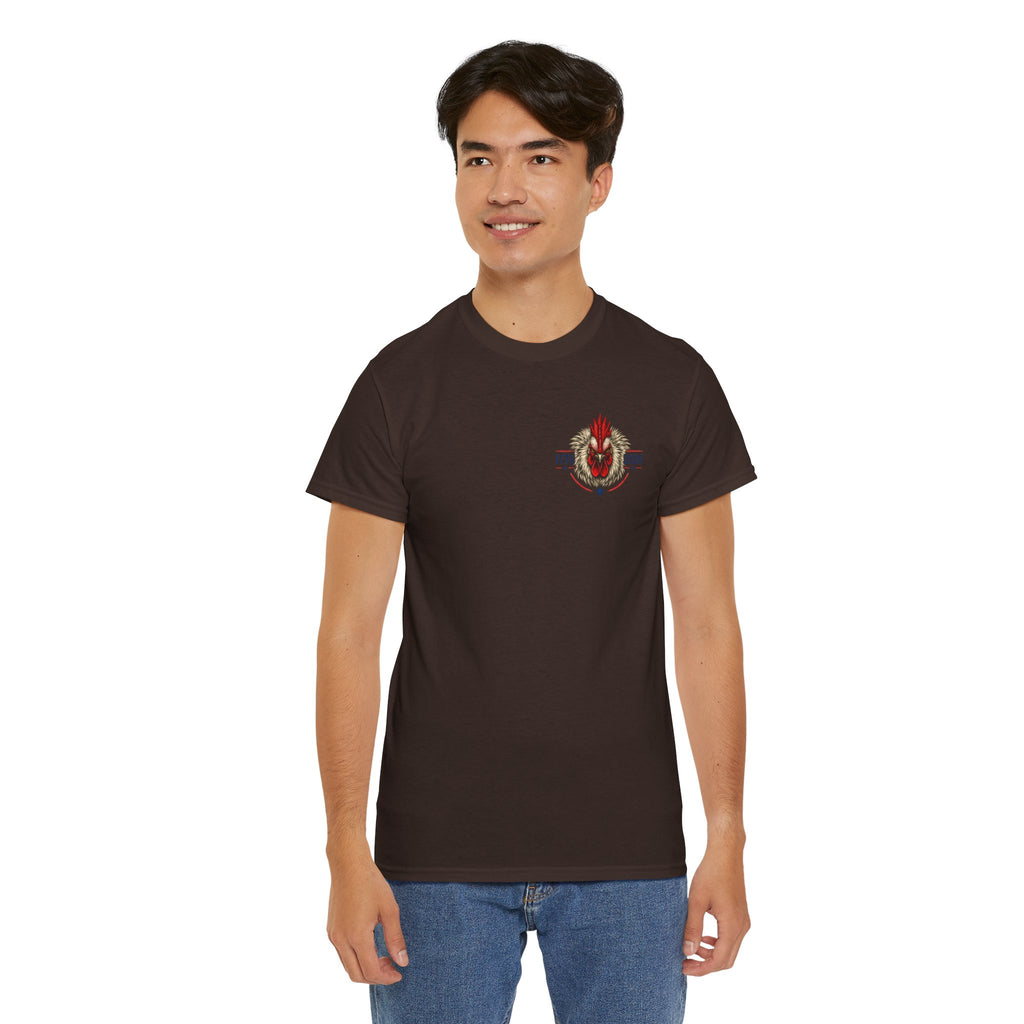 Patriotic Rooster Tee - American Flag Chicken Graphic T-Shirt