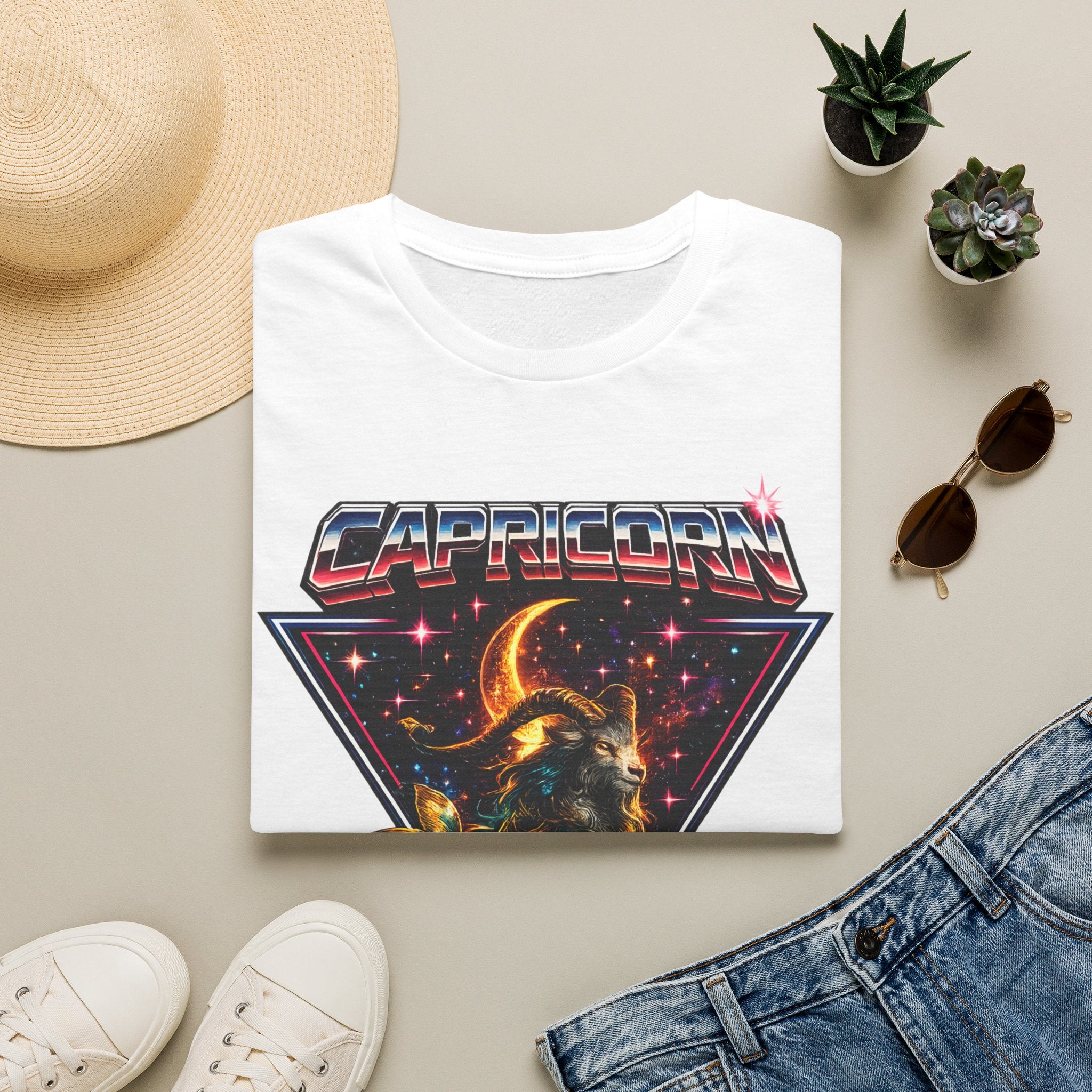 Capricorn Zodiac T-Shirt — Retro Cosmic Sea Goat Astrological Tee