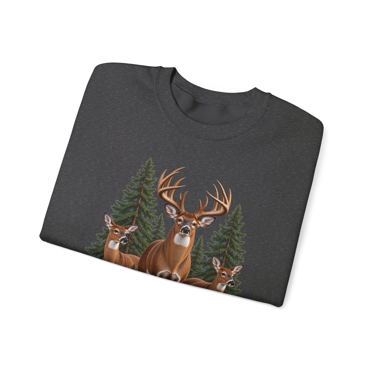 Deer Family Forest Crewneck Sweatshirt — Buck and Does Nature Graphic