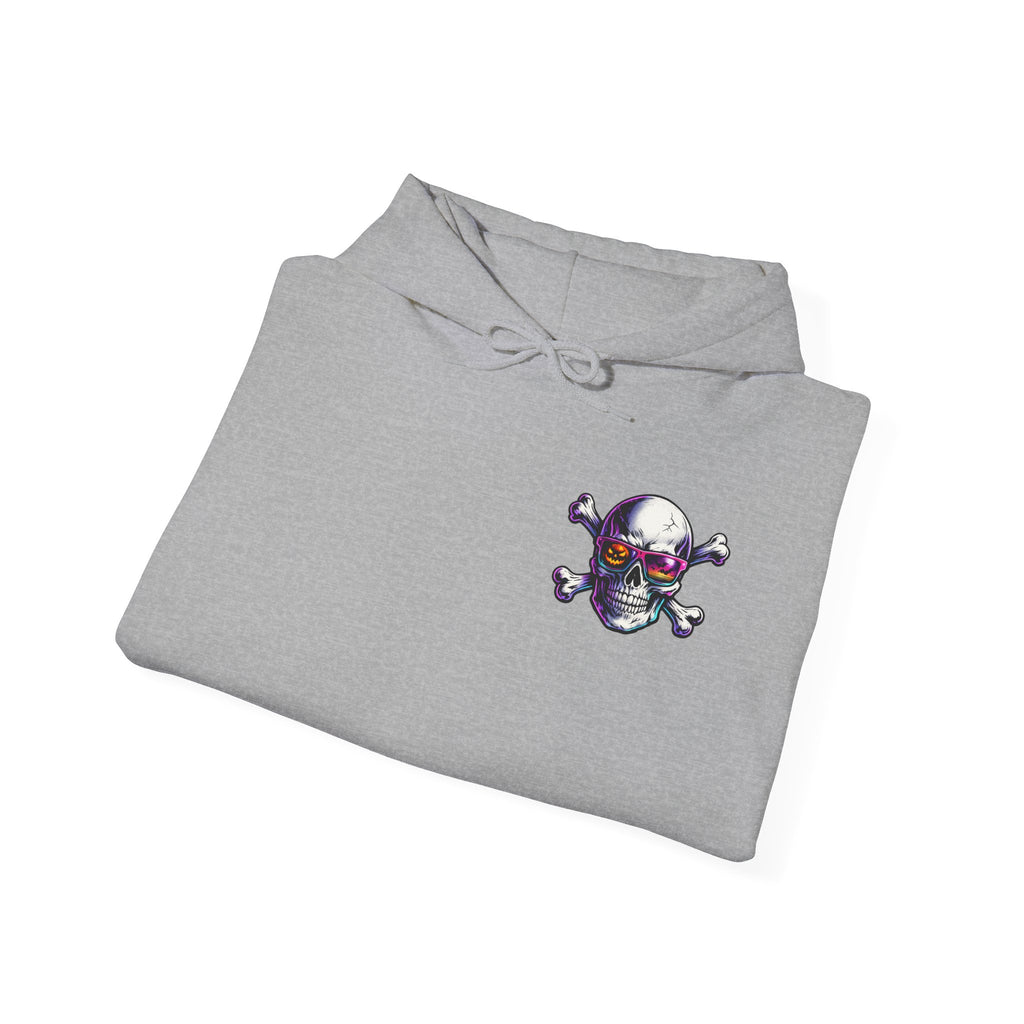 Skull & Crossbones Hoodie — Neon Sunglasses Pirate Skull Pullover