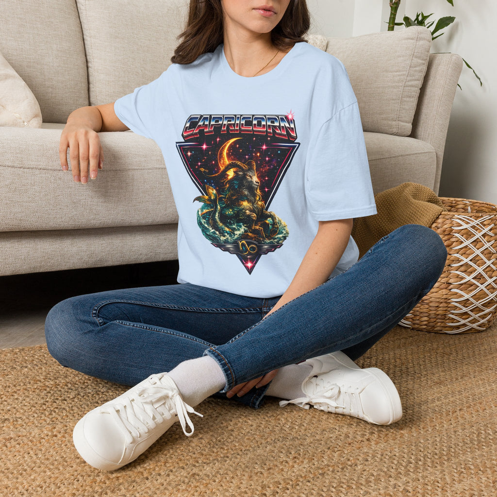 Capricorn Zodiac T-Shirt — Retro Cosmic Sea Goat Astrological Tee