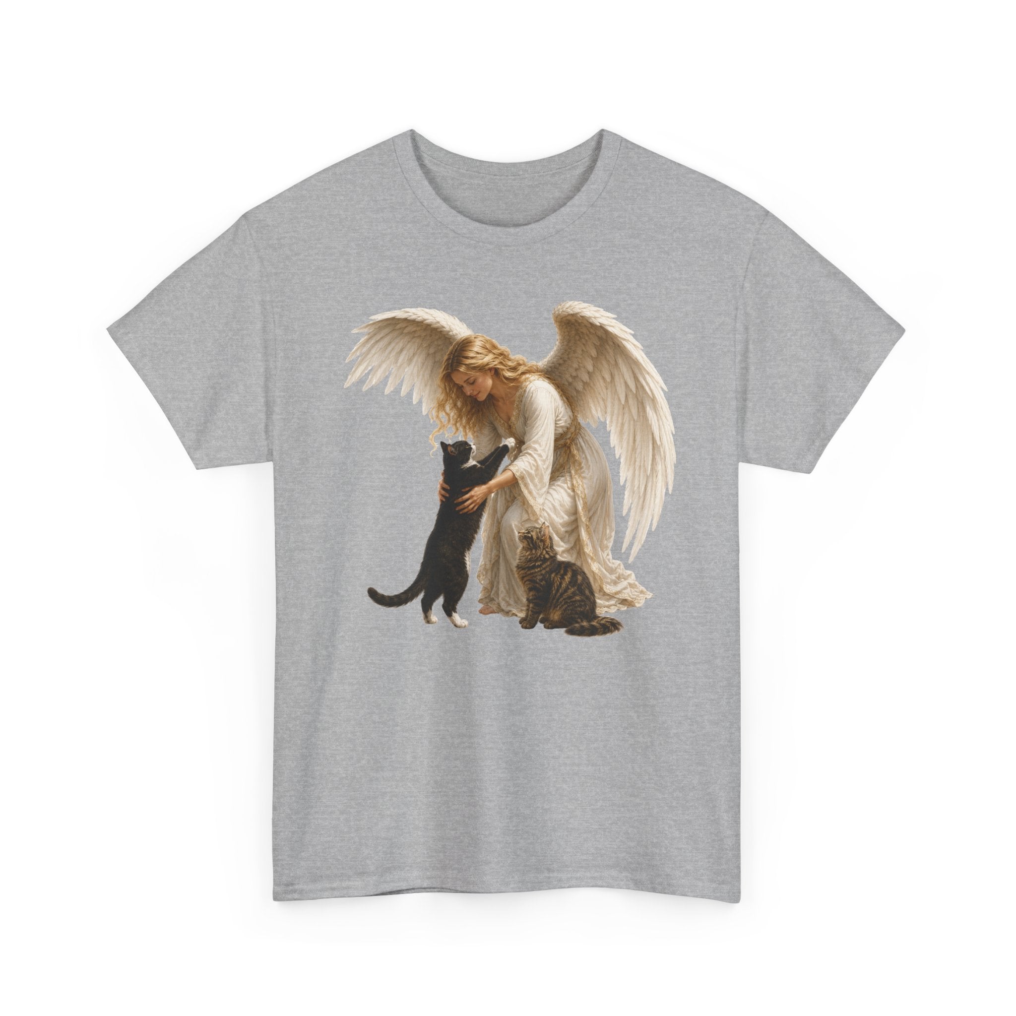 Angel with Cat T-Shirt — Guardian Angel Pet Lover Tee