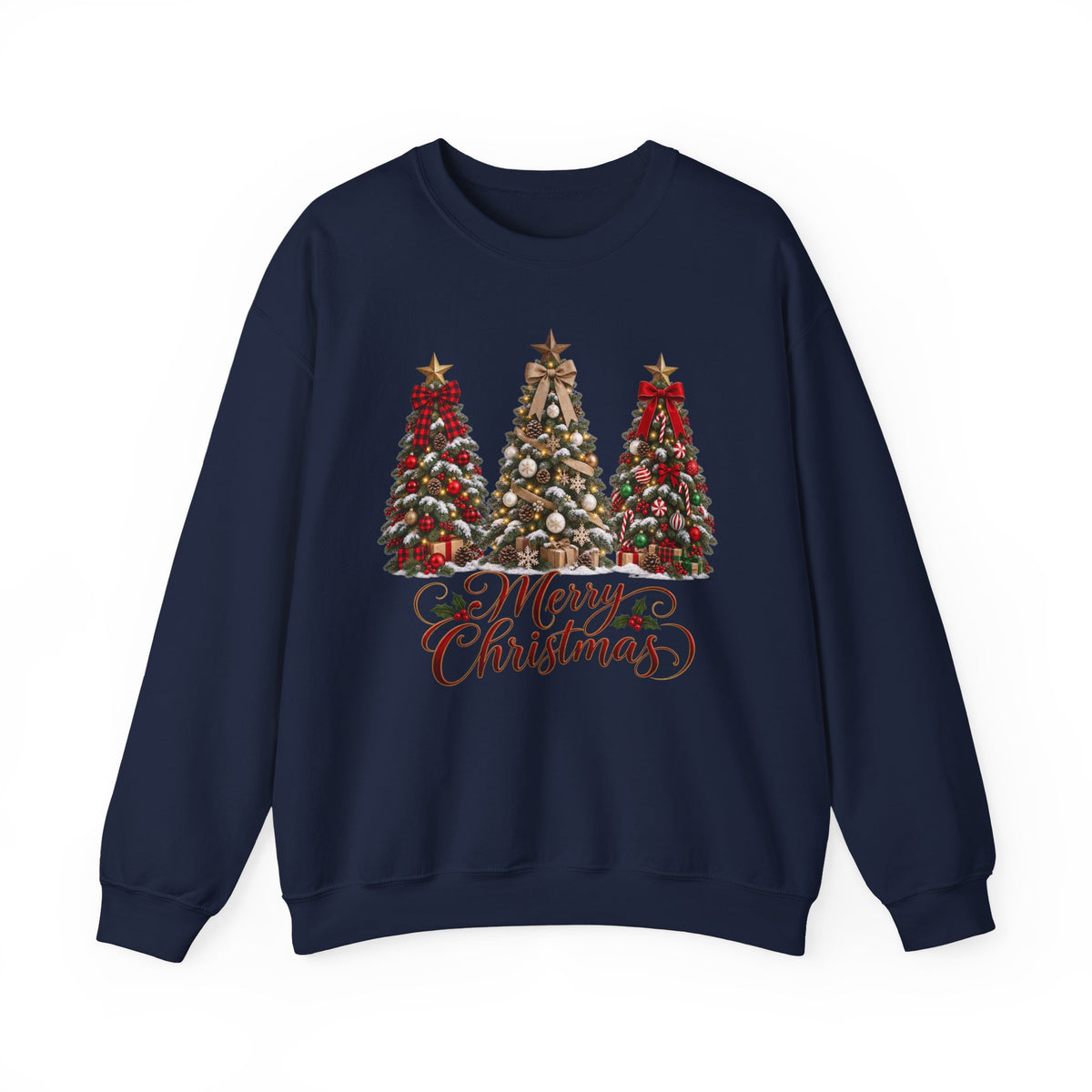 Merry Christmas Triple Tree Crewneck Sweatshirt