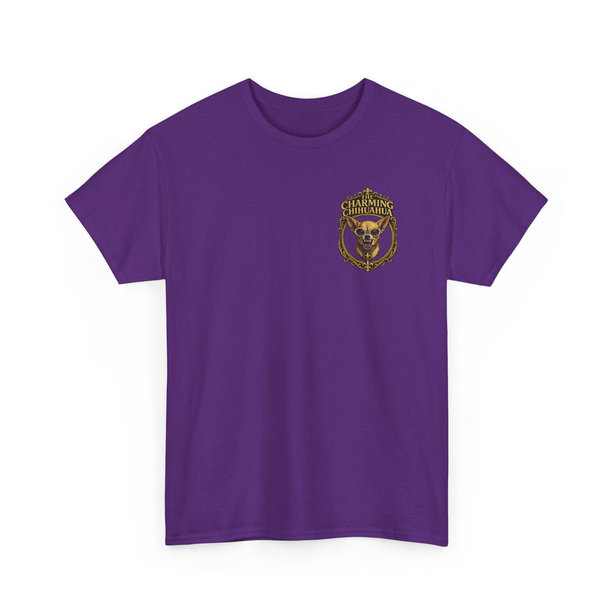 Chihuahua Crest Tee with back print — Vintage Chihuahua "THE CHARMNG CHIHUAHUA"