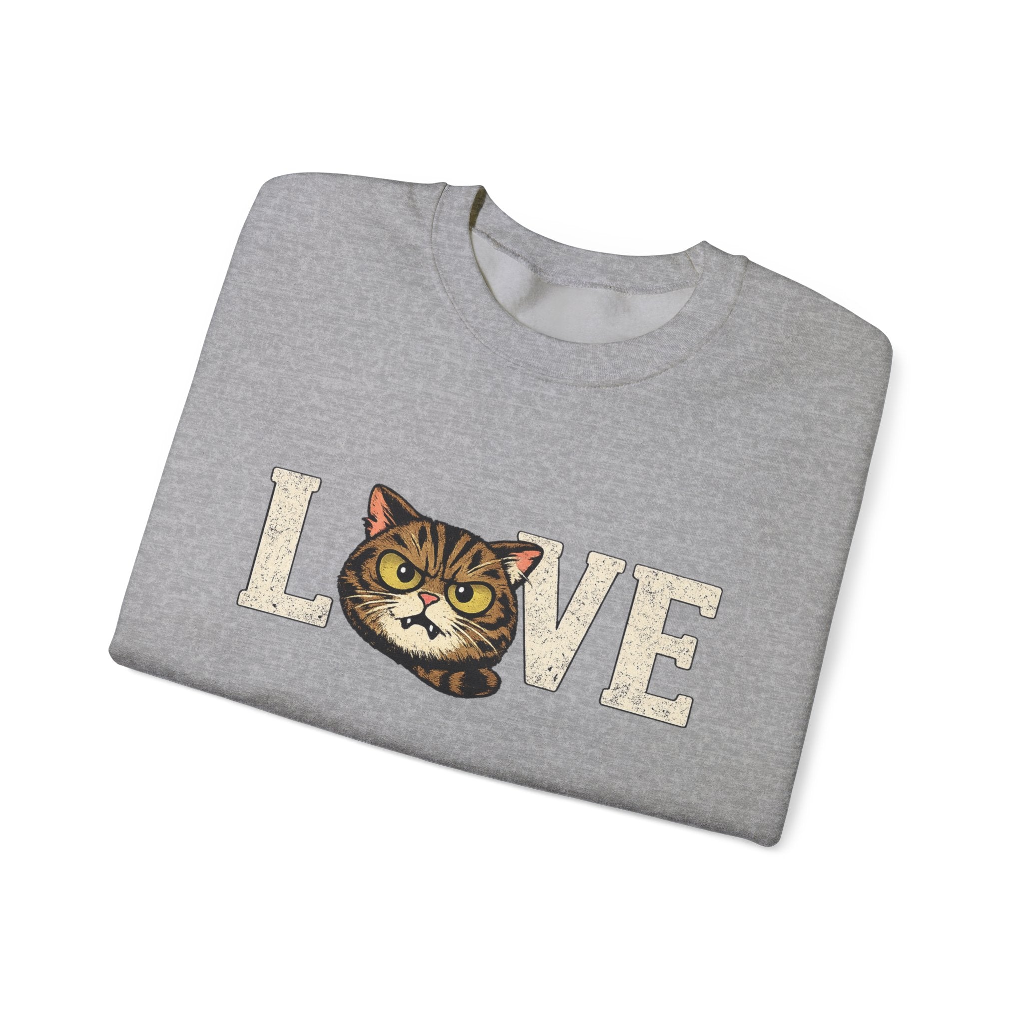 Cat Love Sweatshirt — Vintage Tabby Kitty Crewneck