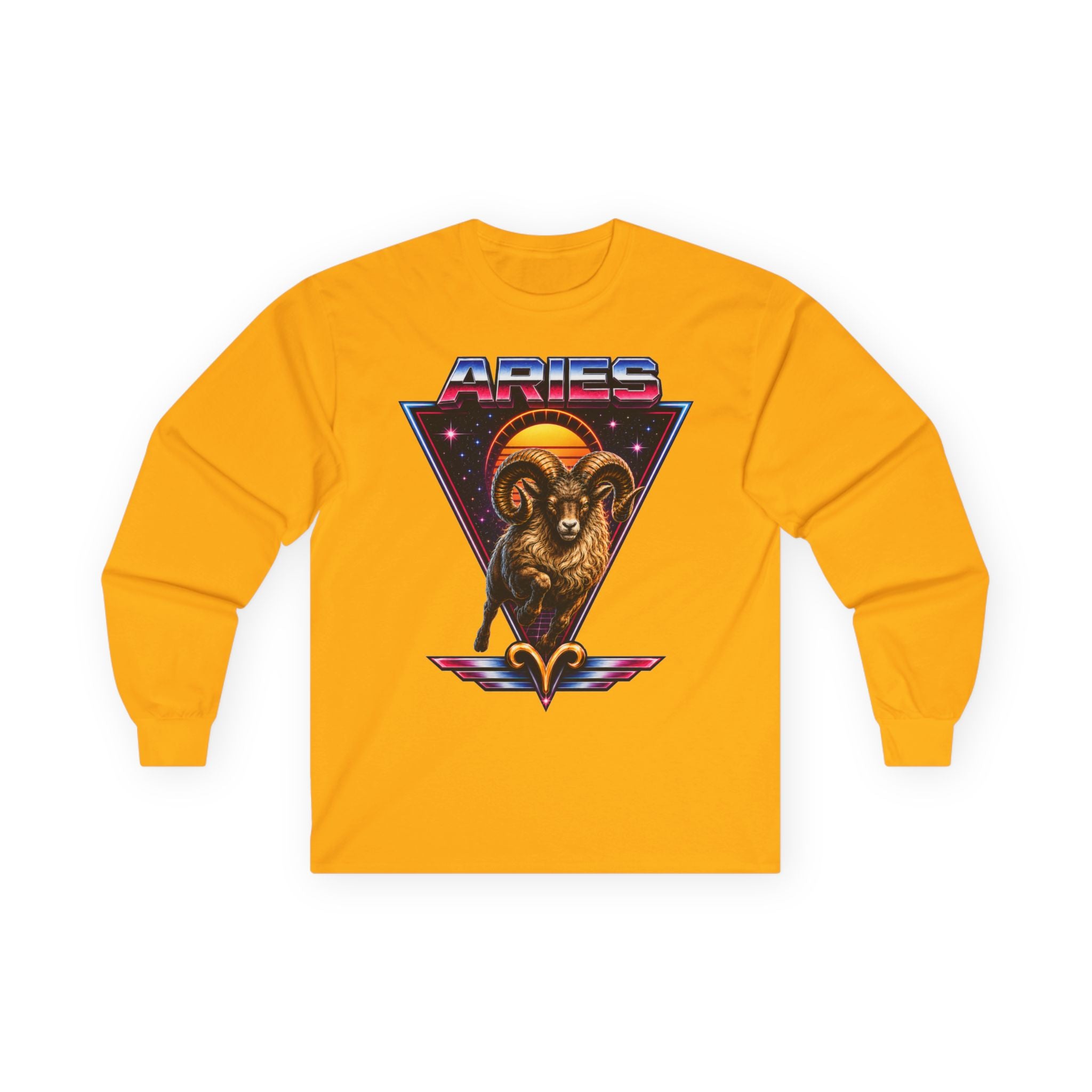 Aries 80s style Zodiac Retro Ram Long Sleeve Tee