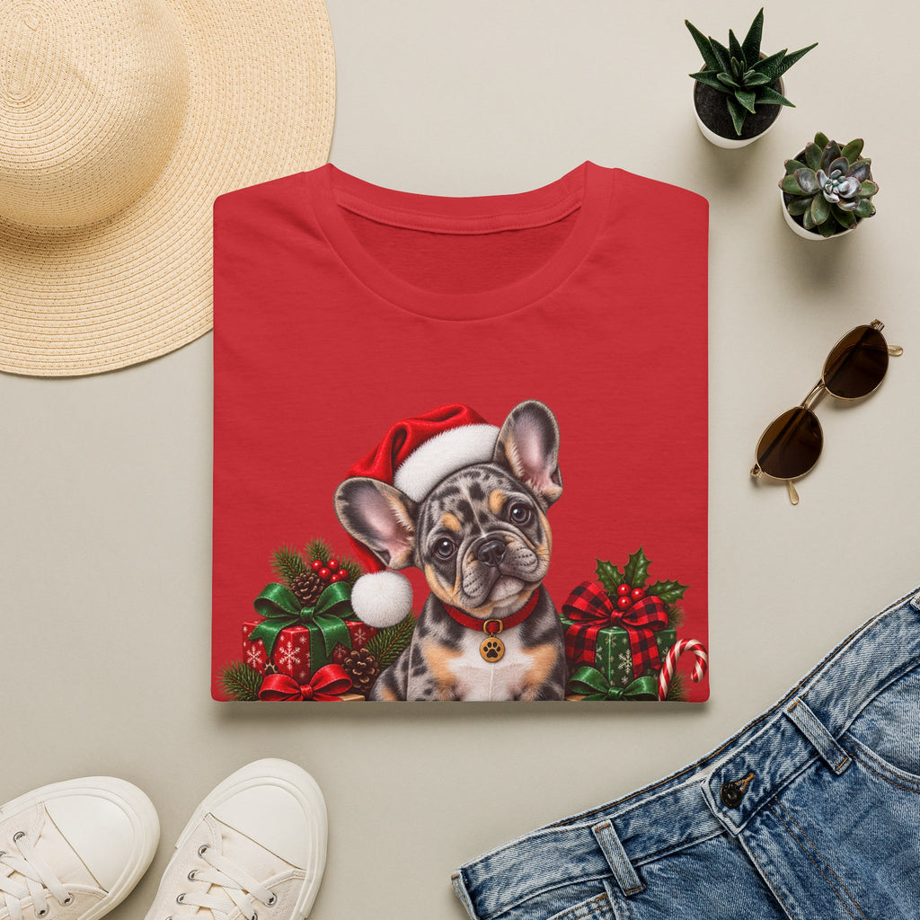 French Bulldog Christmas T-Shirt — Cute Santa Pup Holiday Tee