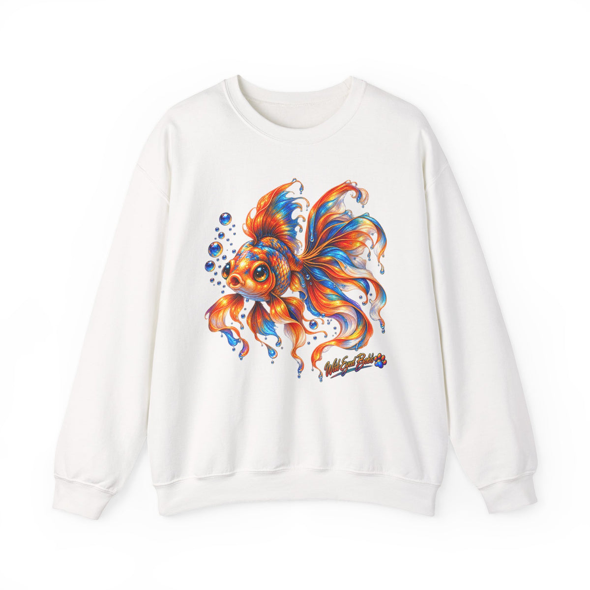 Goldfish Art Crewneck Sweatshirt – Colorful Fantail  Goldfish Illustration