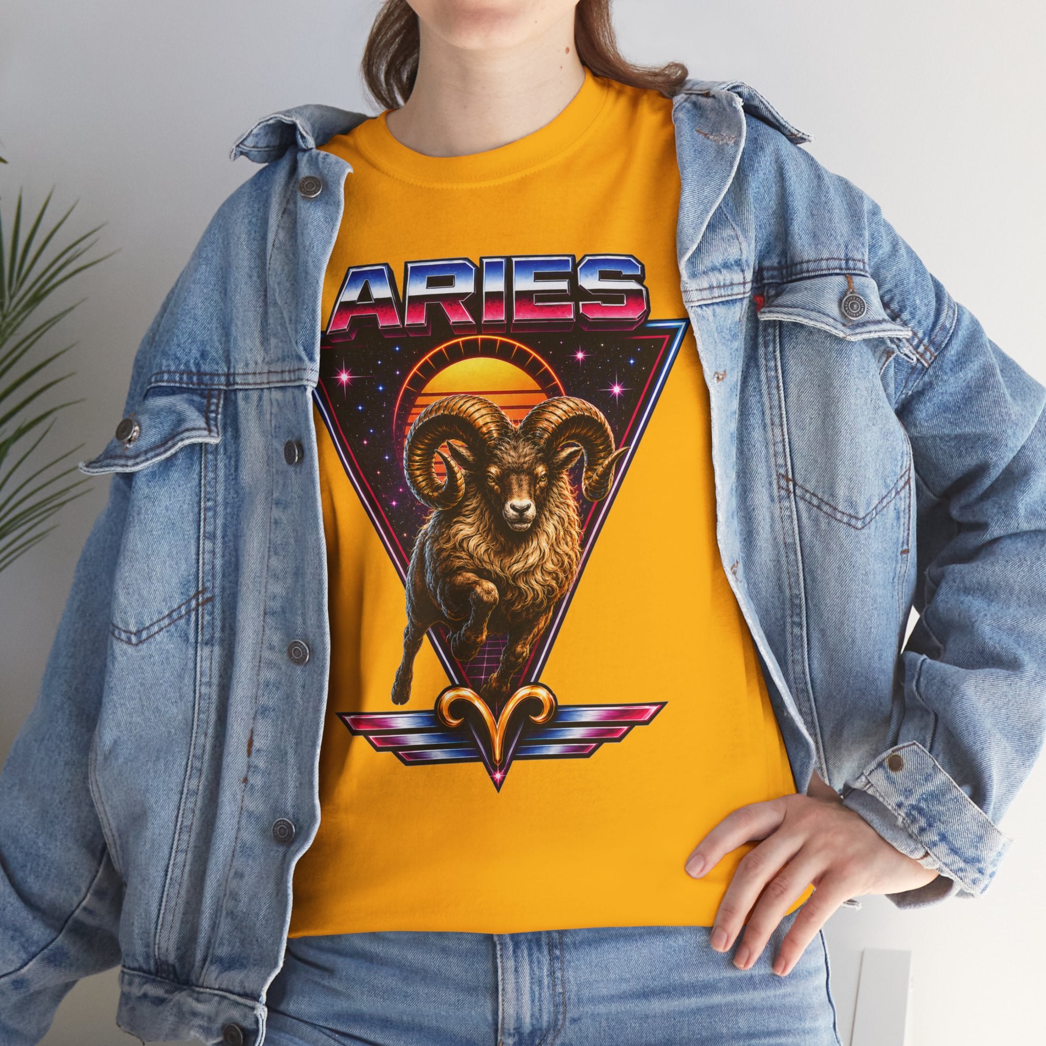 Aries Zodiac Tee — Retro 80s style Ram Astrology T-Shirt