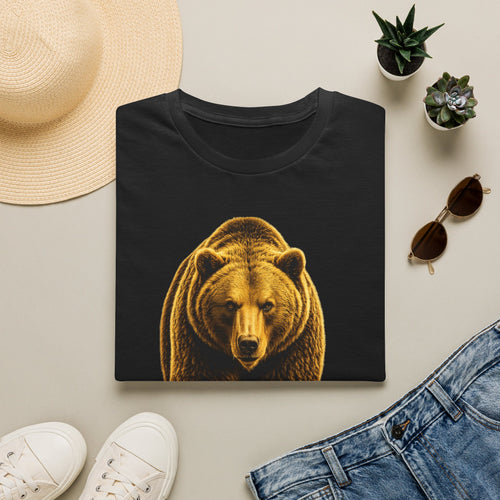 Bear Graphic T-Shirt — Bold Front-Facing Brown Bear Tee