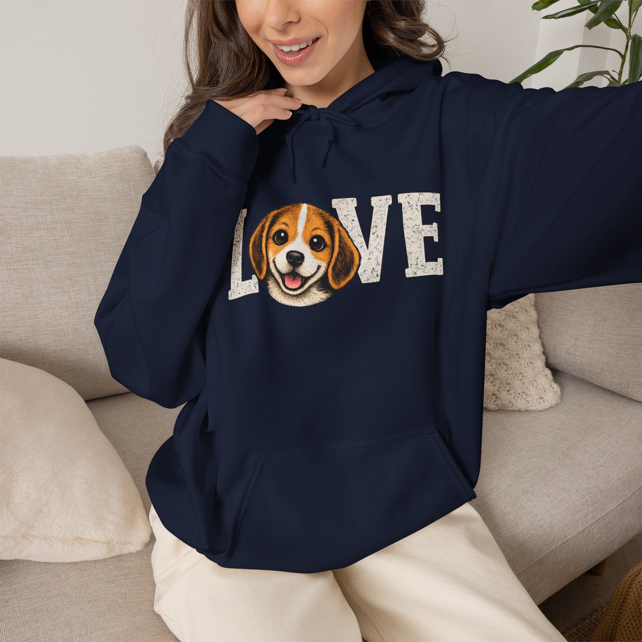 Beagle Love Hoodie - Cute Dog Face "LOVE" Sweatshirt for Dog Lovers