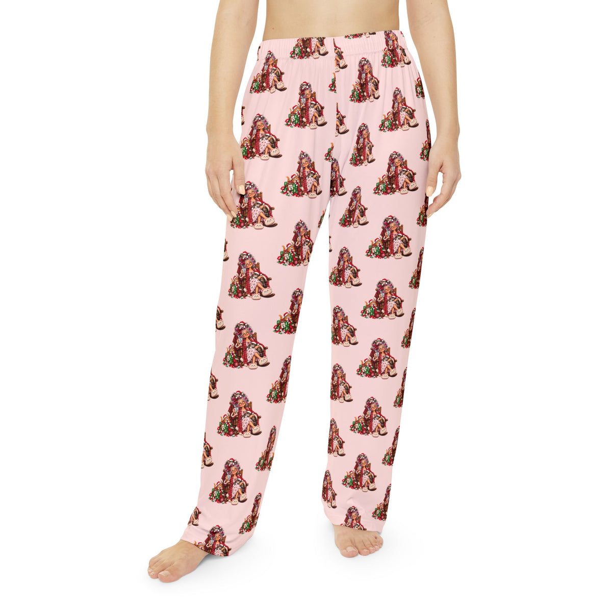 Cat Lady Christmas Pajama Pants – Women’s Pink All-Over Print Loungewear
