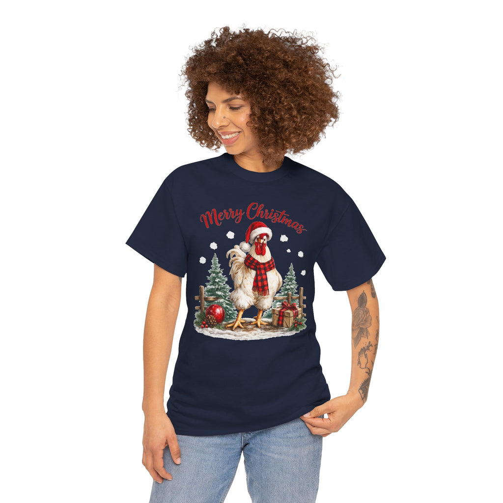 Christmas Rooster T‑Shirt – 'Merry Christmas' Festive Rooster Holiday Tee