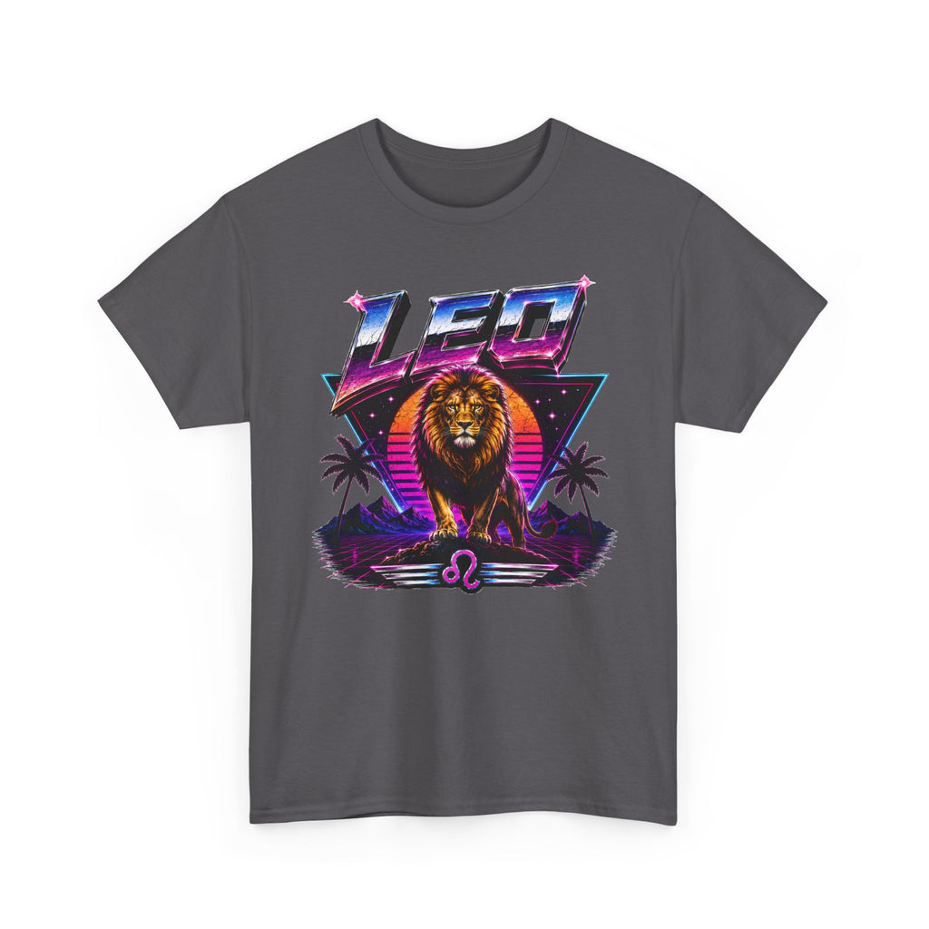 Leo Zodiac T‑Shirt — Retro Neon Lion Astrology Tee