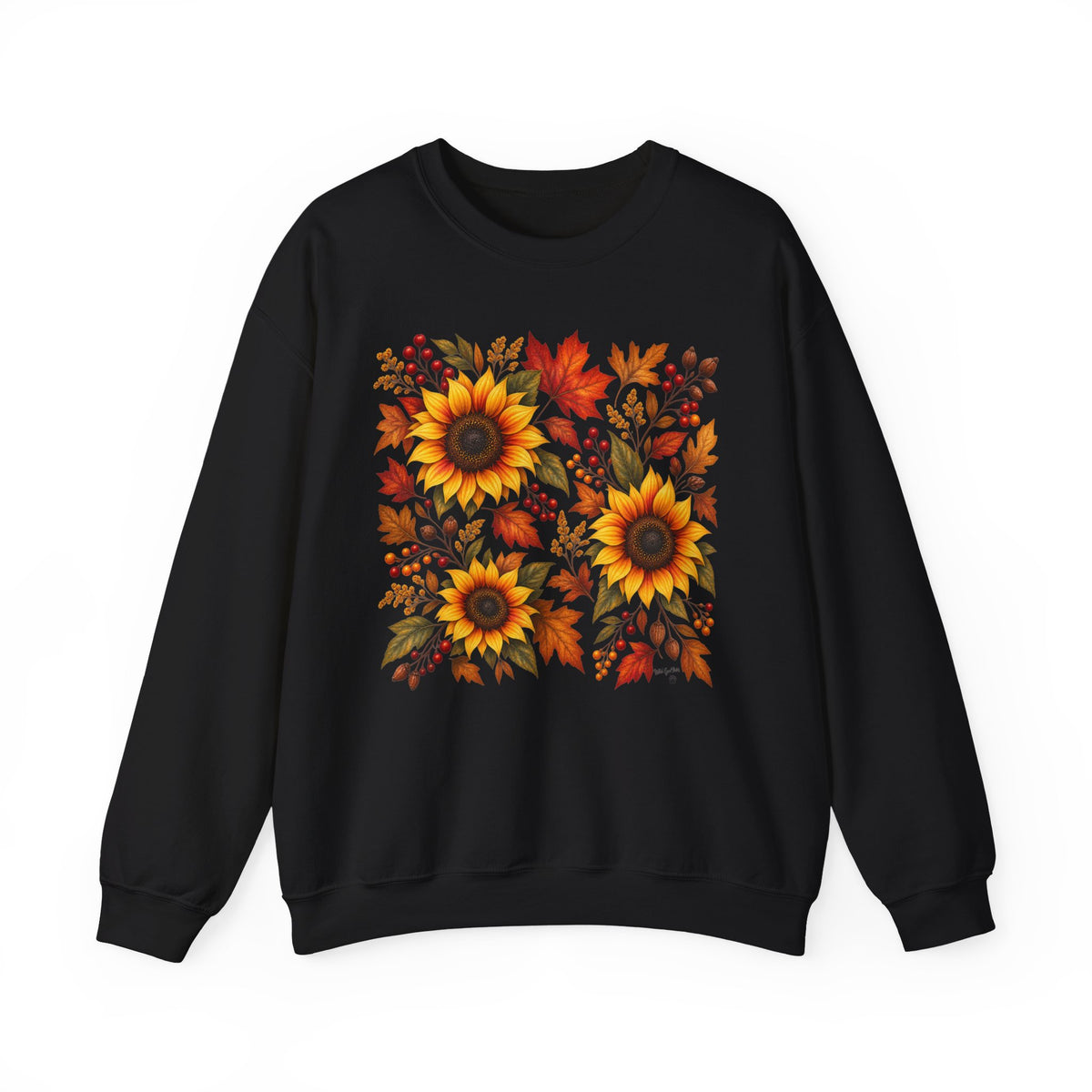 Sunflower Fall Sweatshirt - Autumn Leaves Crewneck for Women & Men
