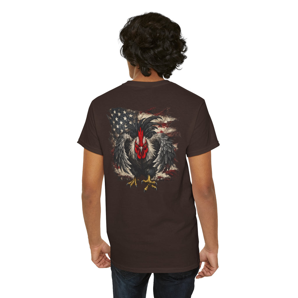 Patriotic Rooster Tee - American Flag Chicken Graphic T-Shirt