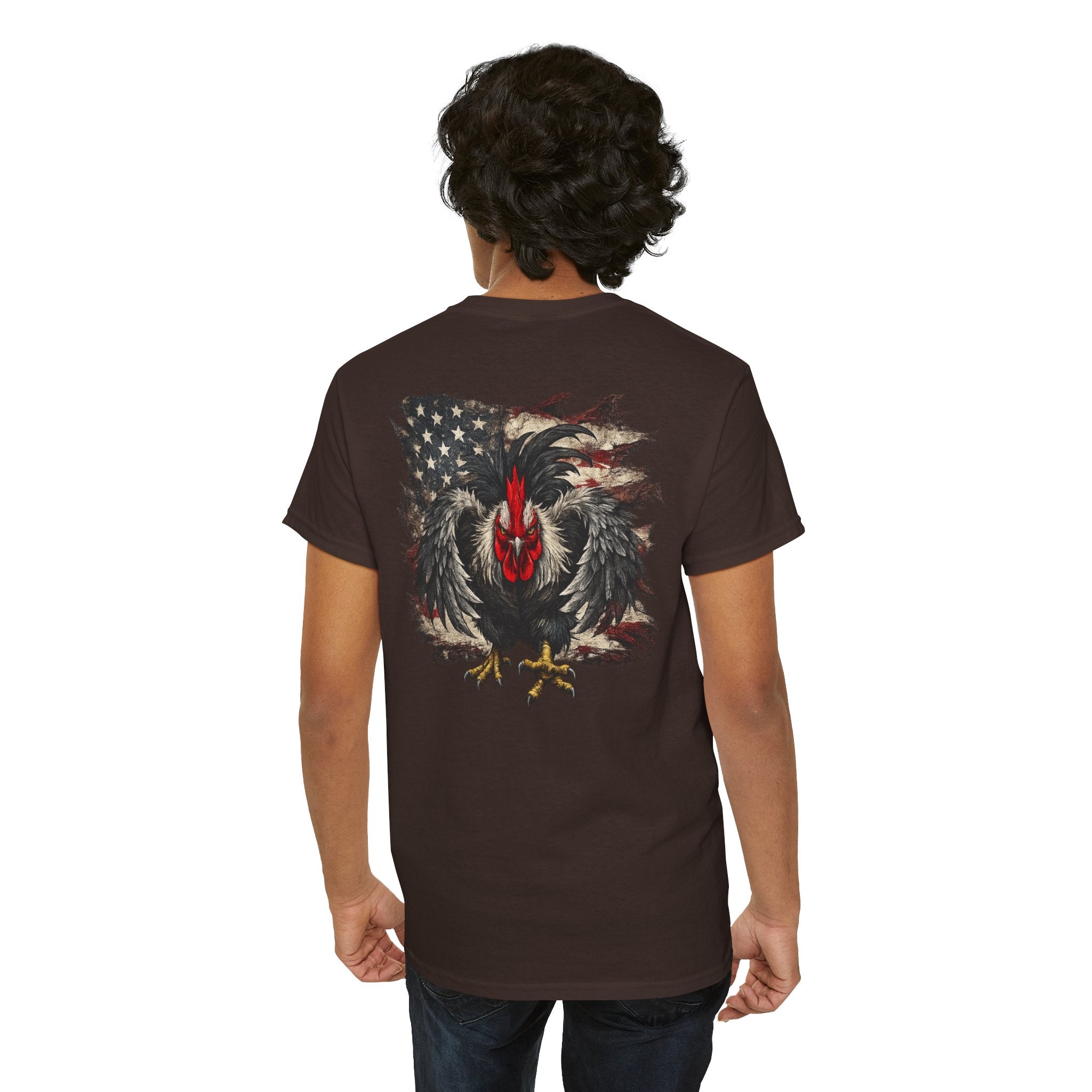 Patriotic Rooster Tee - American Flag Chicken Graphic T-Shirt