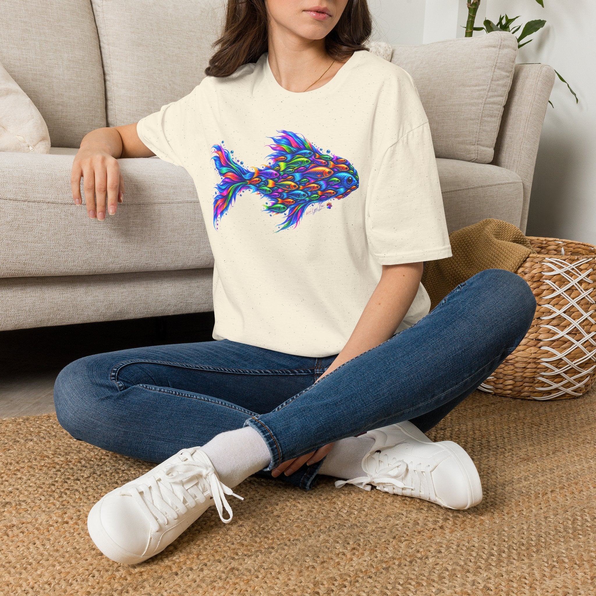 Colorful Fish Graphic T-Shirt — Vibrant Psychedelic Aquarium Art Tee
