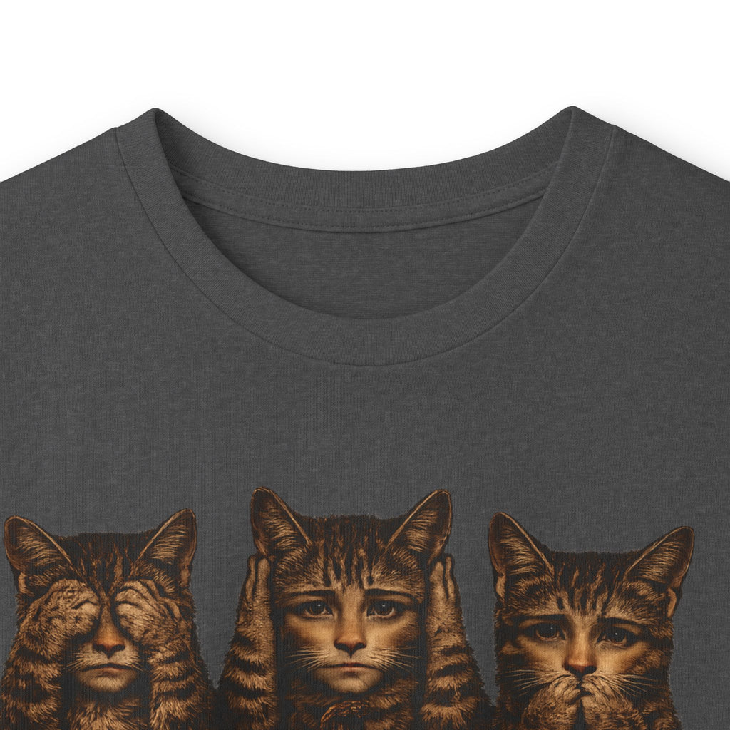 Anthropomorphic Trio Of  Cats Long Sleeve Tee — Three Kittens with Jack-O'-Lantern Graphic