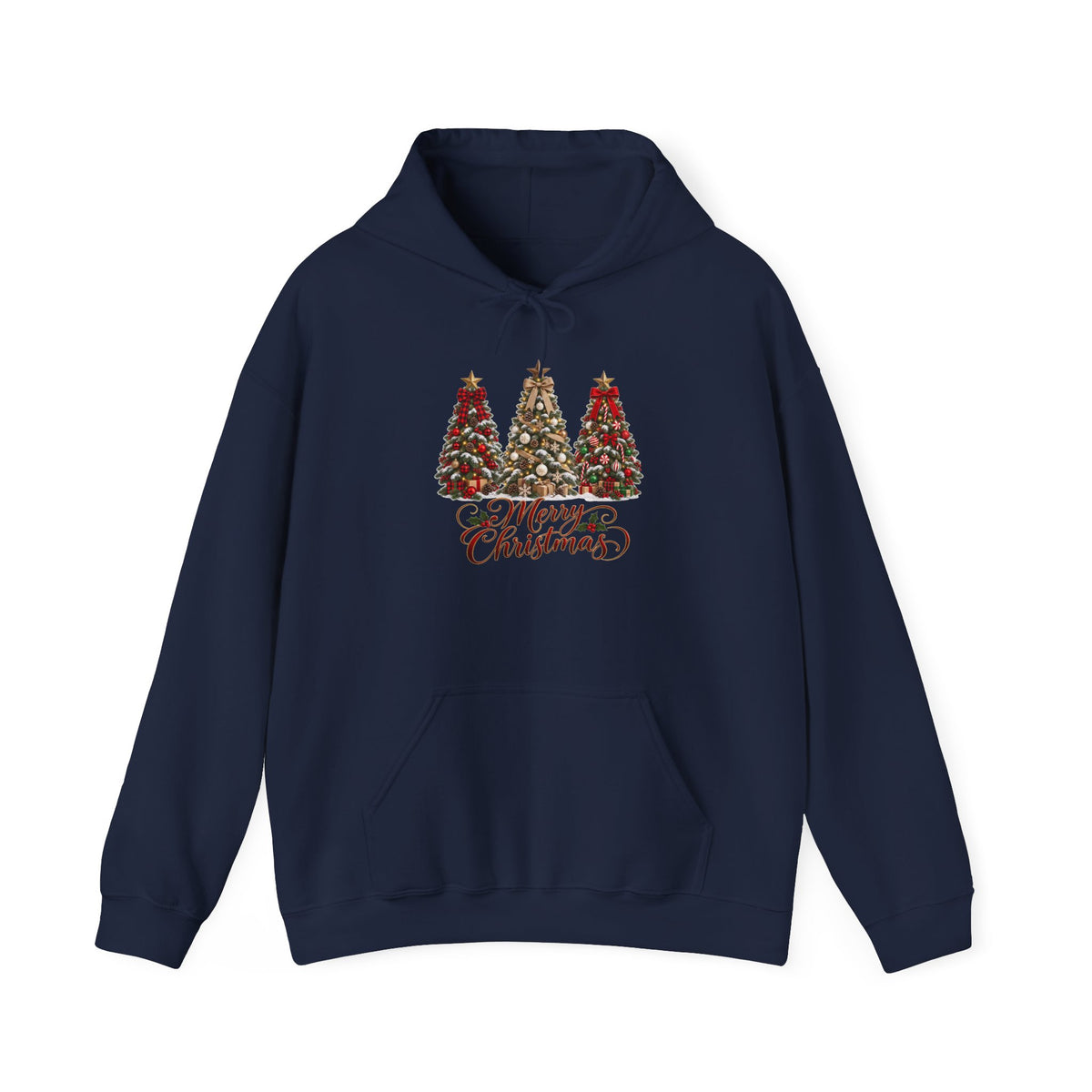 Christmas Tree Trio Hoodie – Festive Holiday Sweatshirt with 'Christmas Wishes' Design