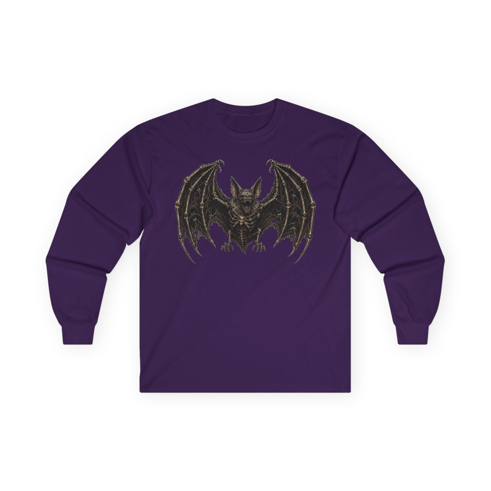 Bat Illustration Long Sleeve Tee — Gothic Bat Graphic Shirt