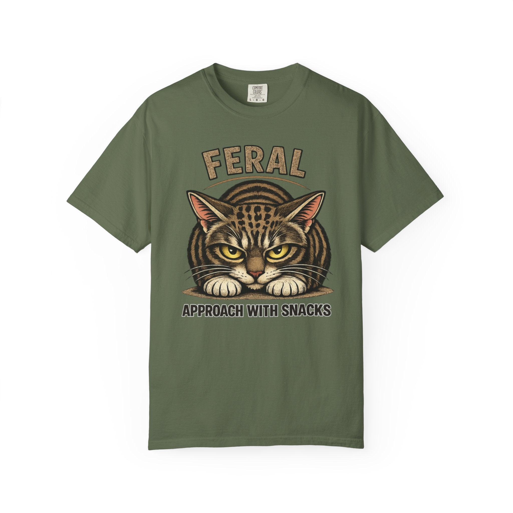 T-Shirt — "Feral: Approach With Snacks" Cat Graphic Tee