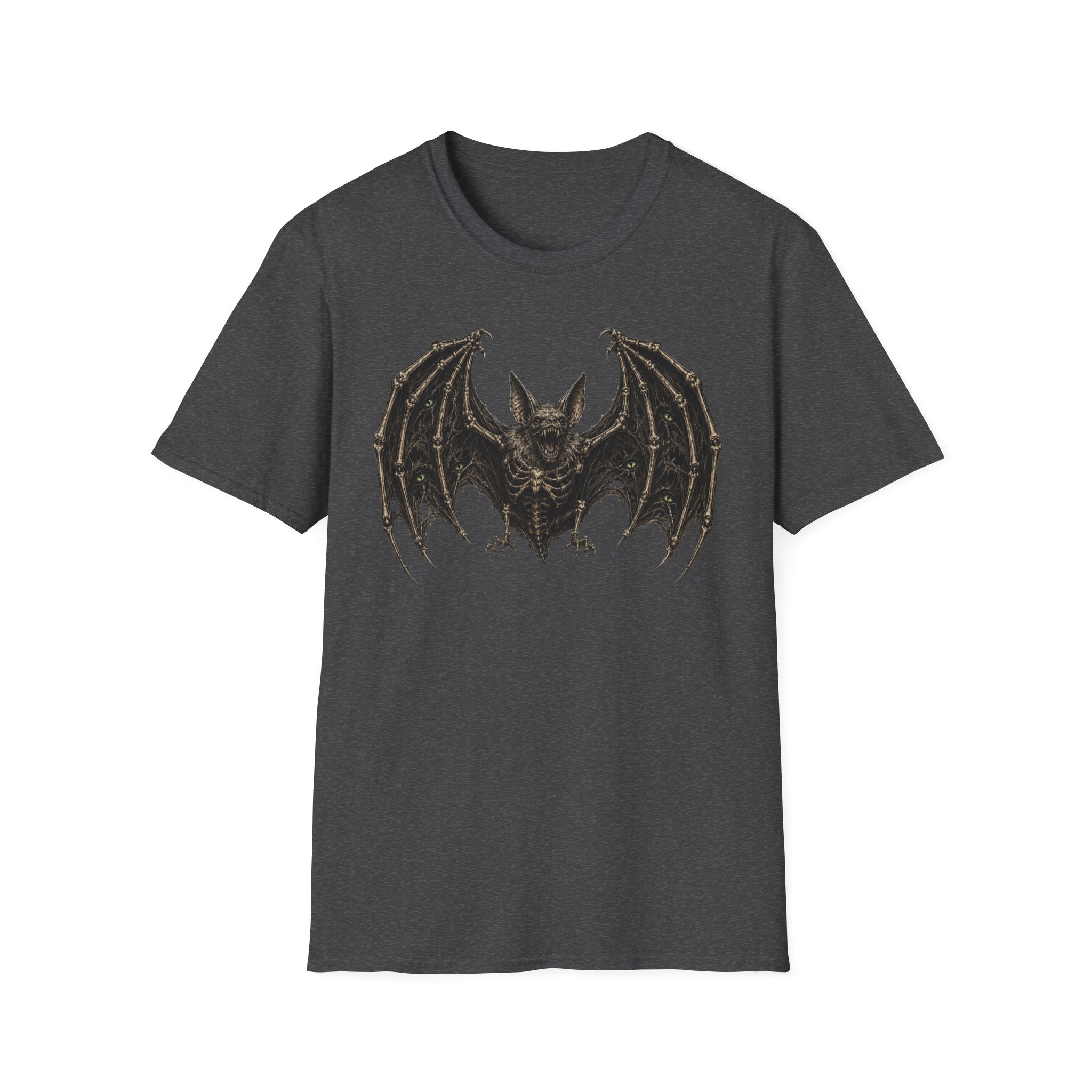 Gothic Skeletal Bat Graphic T-Shirt