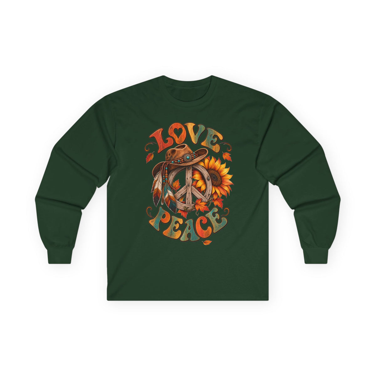 Love & Peace Retro Sunflower Long Sleeve Tee