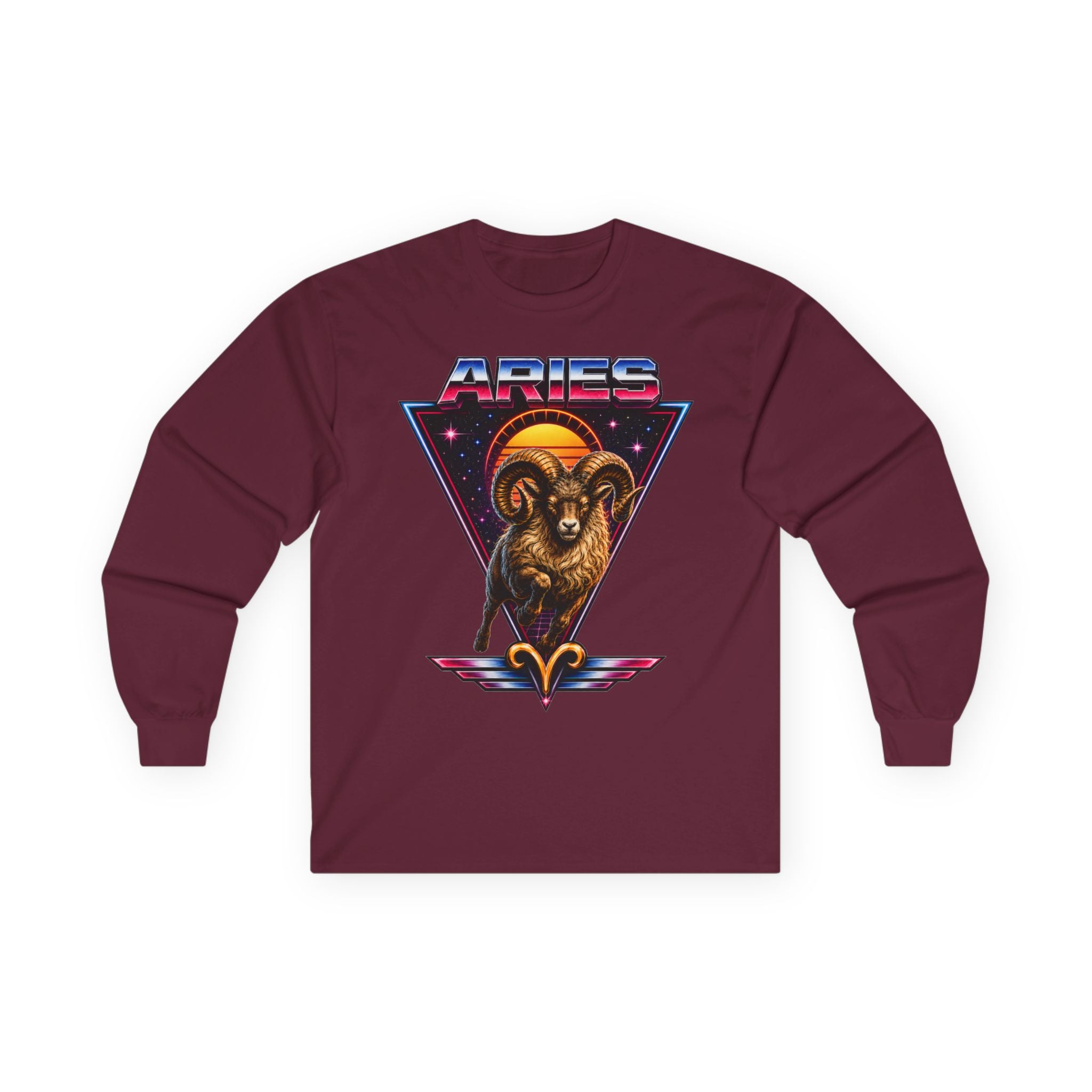 Aries 80s style Zodiac Retro Ram Long Sleeve Tee