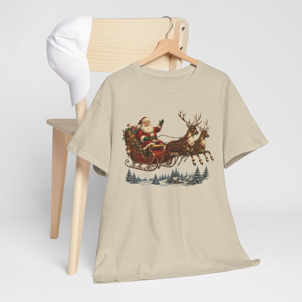 Santa Sleigh Christmas Tee — Vintage Holiday T-Shirt