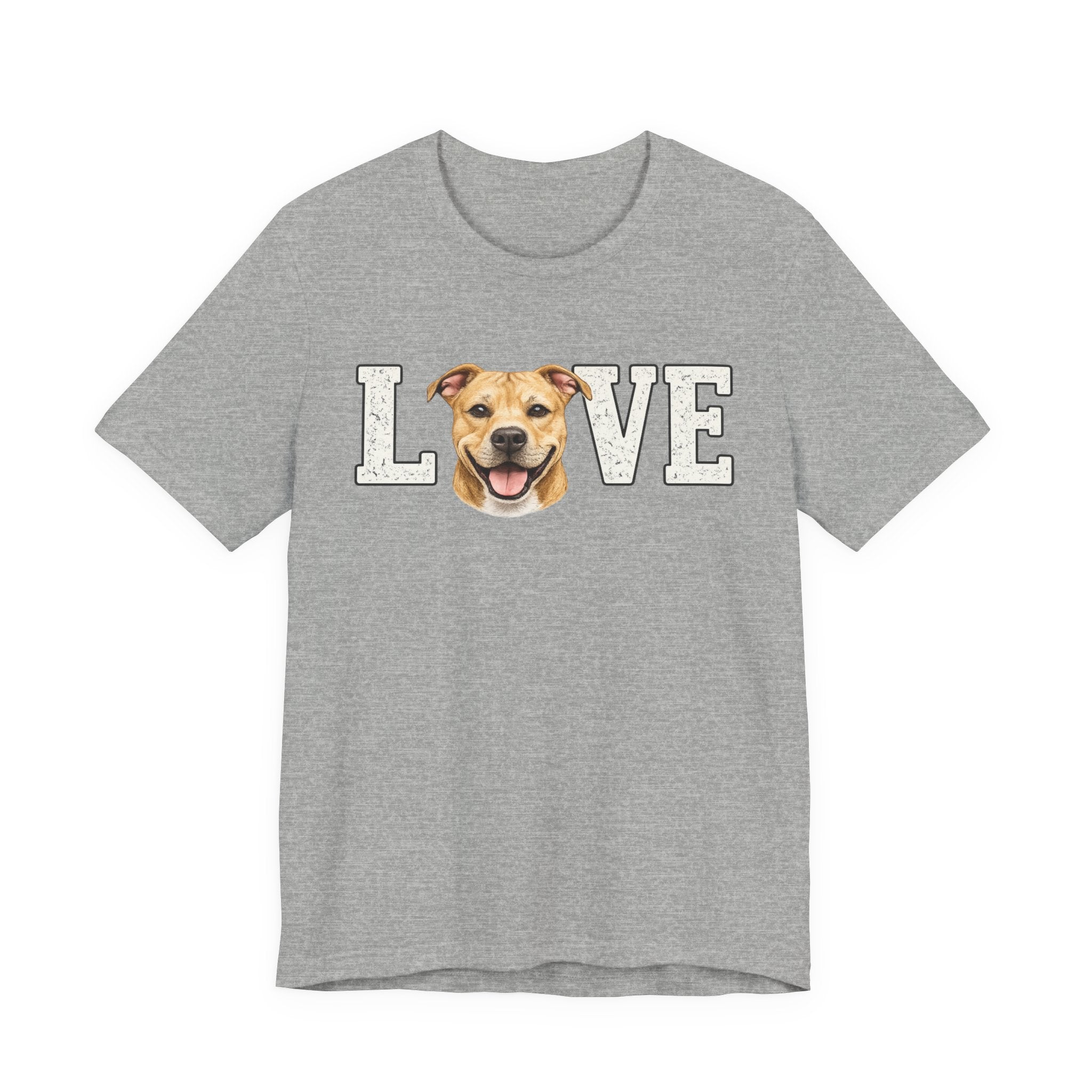 Pit Bull Love T-Shirt — 'LOVE' with Happy Puppy Face Tee