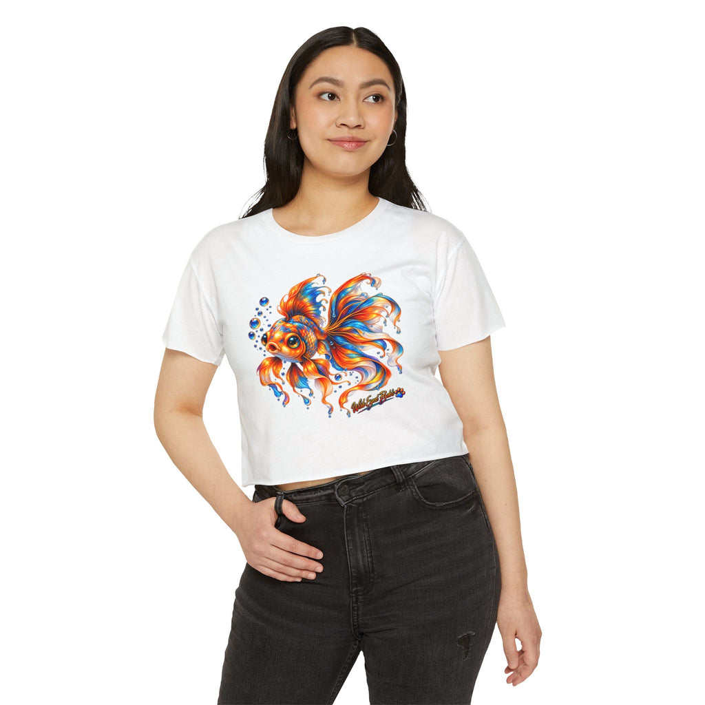 Goldfish Festival Crop Top – Colorful Aquatic Art Women's Crop Tee