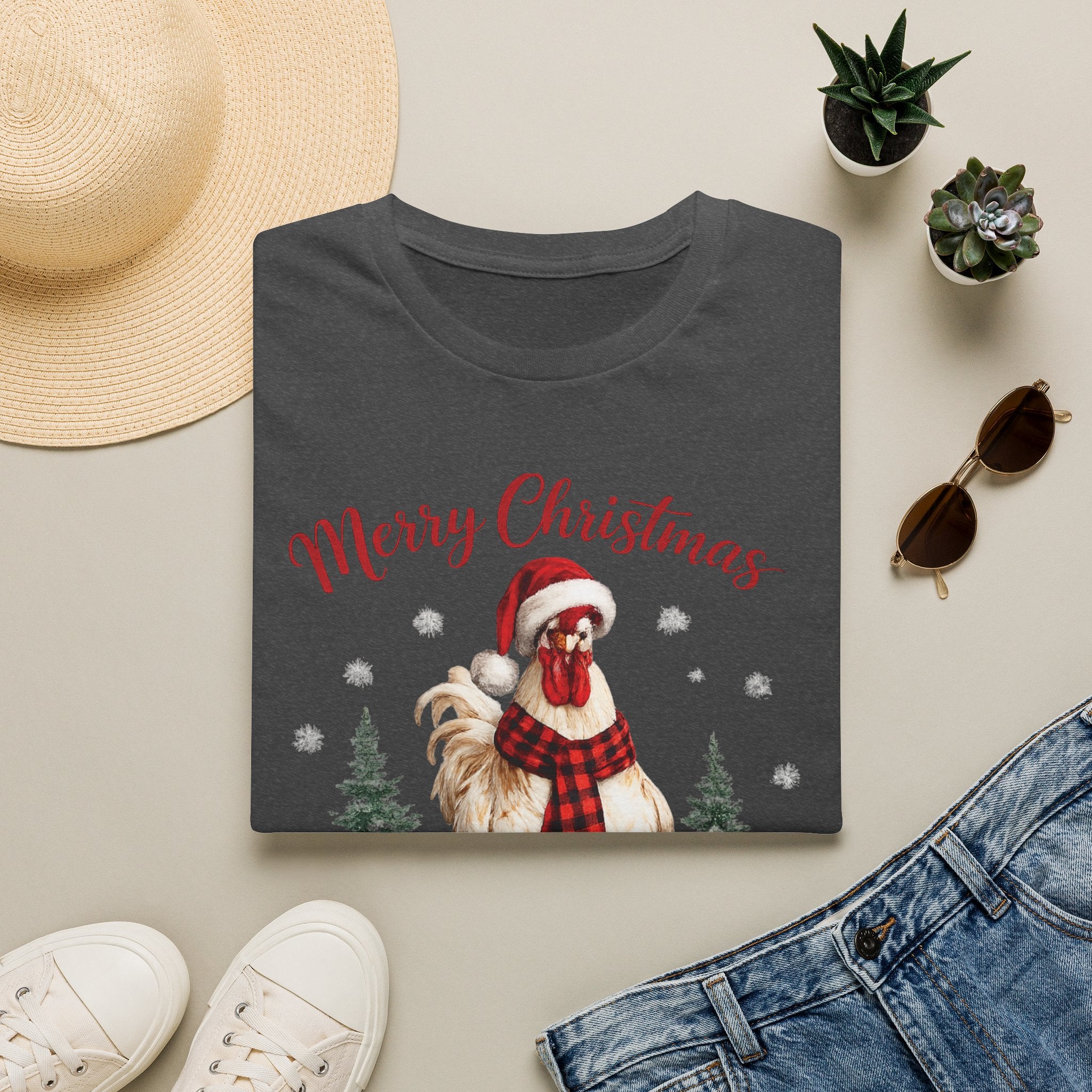 Christmas Rooster T-Shirt — Merry Christmas Farmhouse Holiday Tee