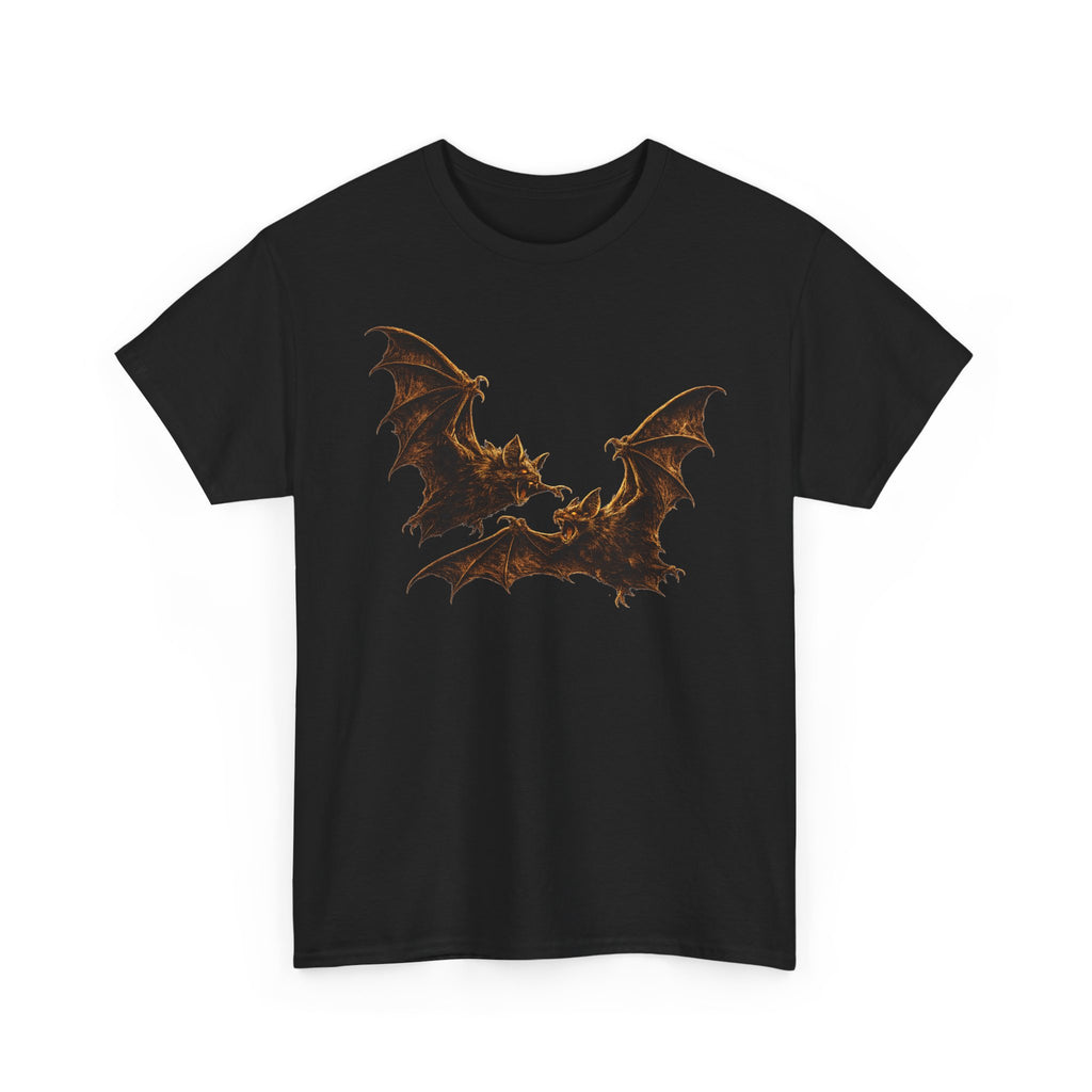 Bat duo Graphic Tee — Vintage Gothic Bat Illustration Shirt