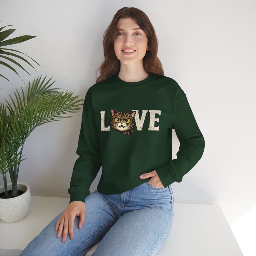 Cat Love Sweatshirt — Vintage Tabby Kitty Crewneck
