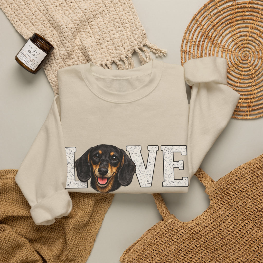 Dachshund Love Crewneck Sweatshirt — Cute Dog Lover Pullover