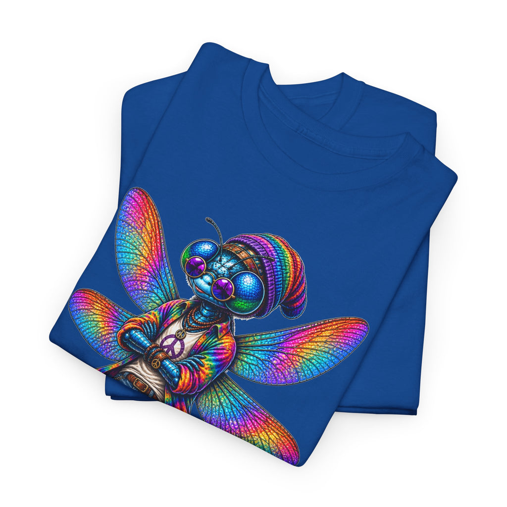 anthropomorphic Dragonfly Tee — Rainbow Glitch Dragonfly Graphic T-Shirt