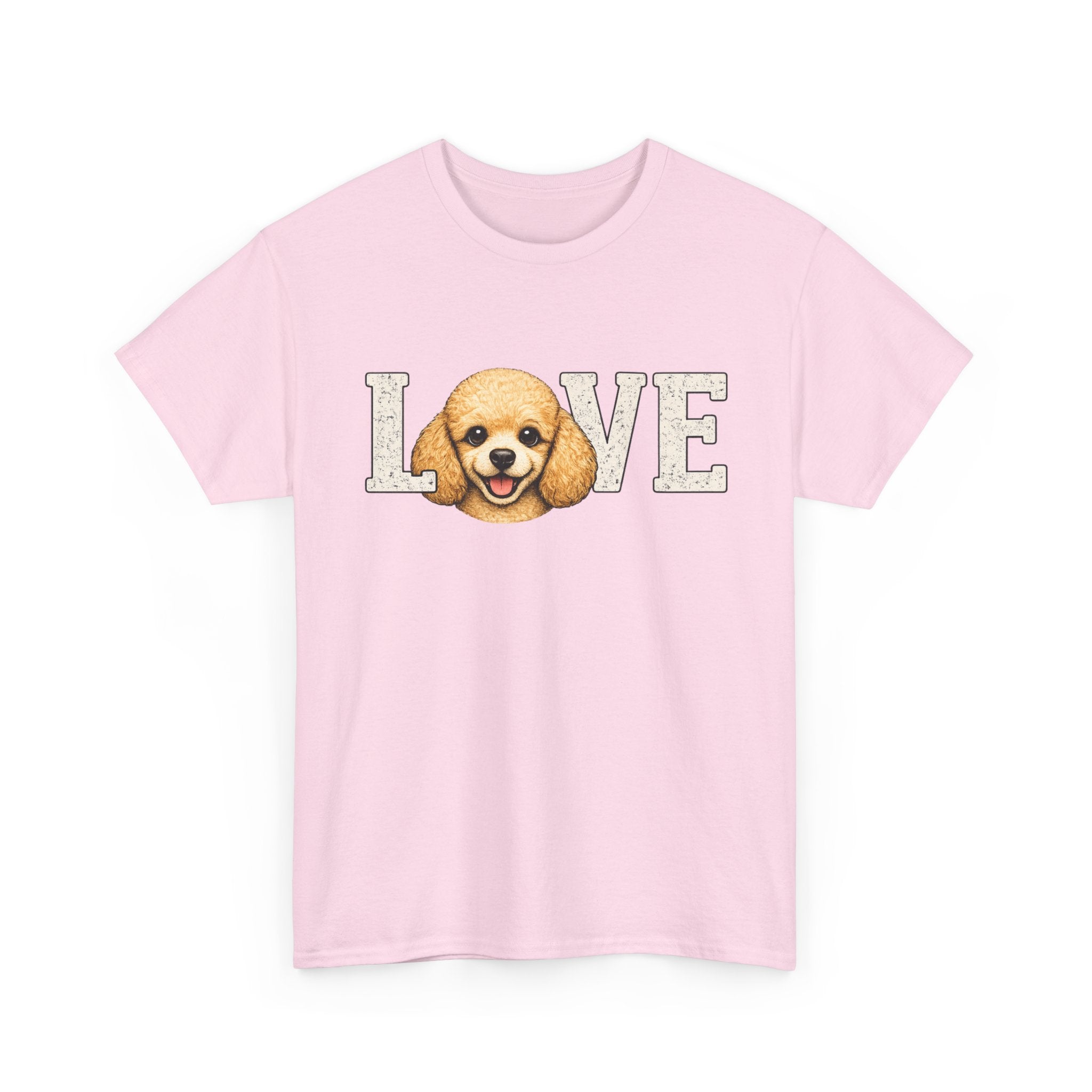 Poodle Love T-Shirt — 'LOVE' Graphic Tee with Cute Dog Face