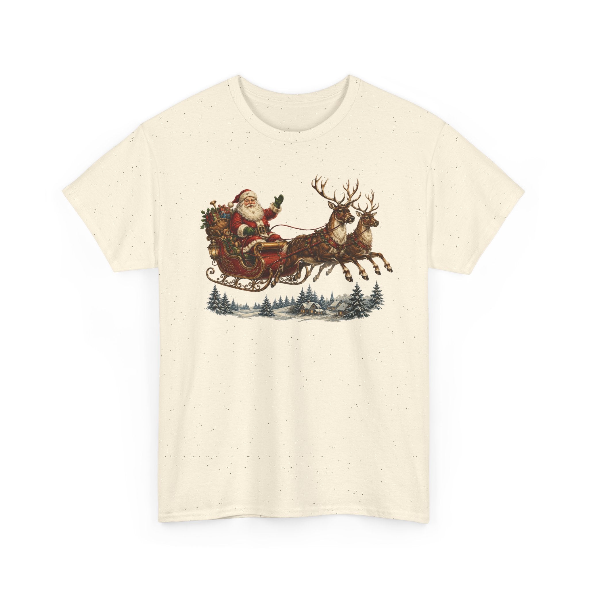 Santa Sleigh Christmas Tee — Vintage Holiday T-Shirt