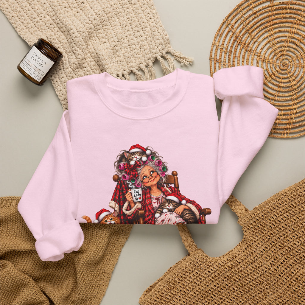 Christmas Cat Lady - Cozy Holiday Cats & Coffee Sweatshirt
