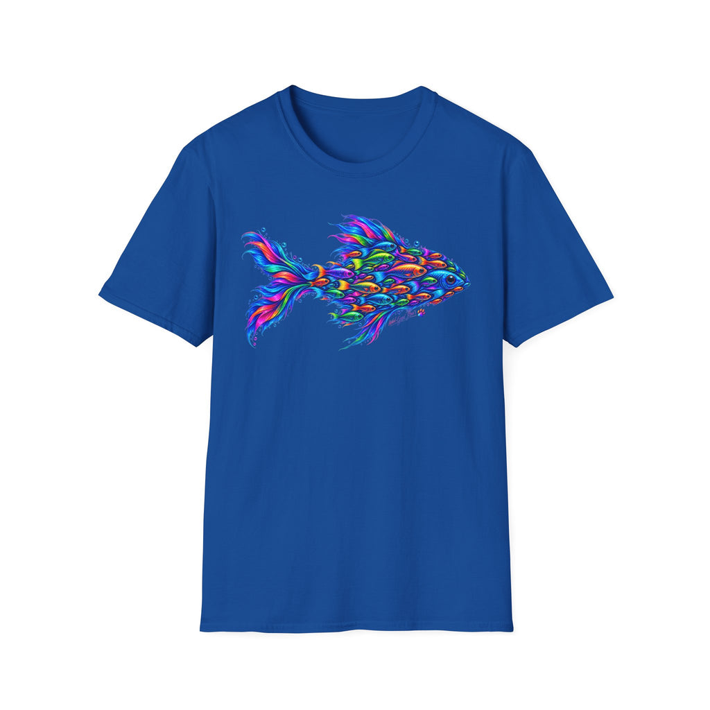 Colorful Fish Graphic T-Shirt — Vibrant Psychedelic Aquarium Art Tee