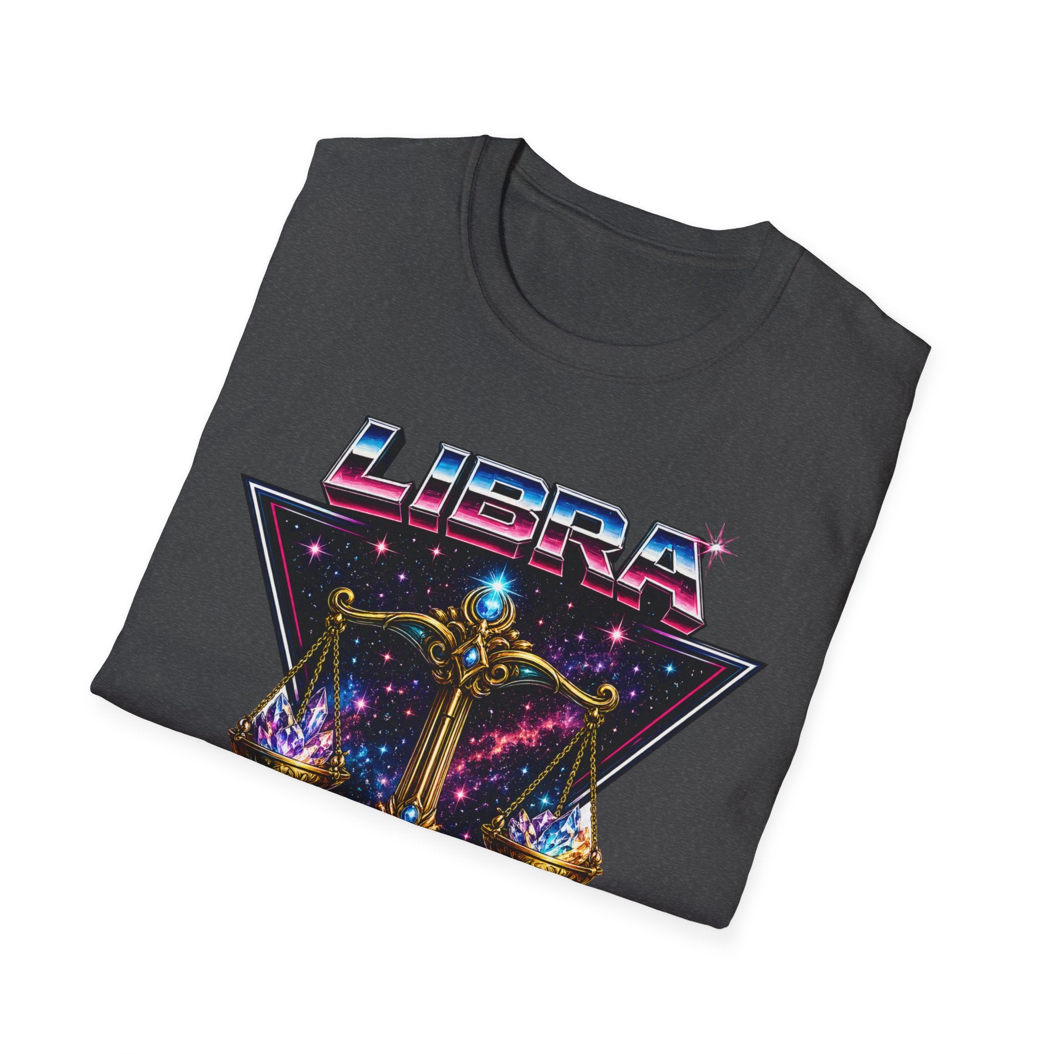 Libra Zodiac T-Shirt — Retro Neon Scales Astrology Tee