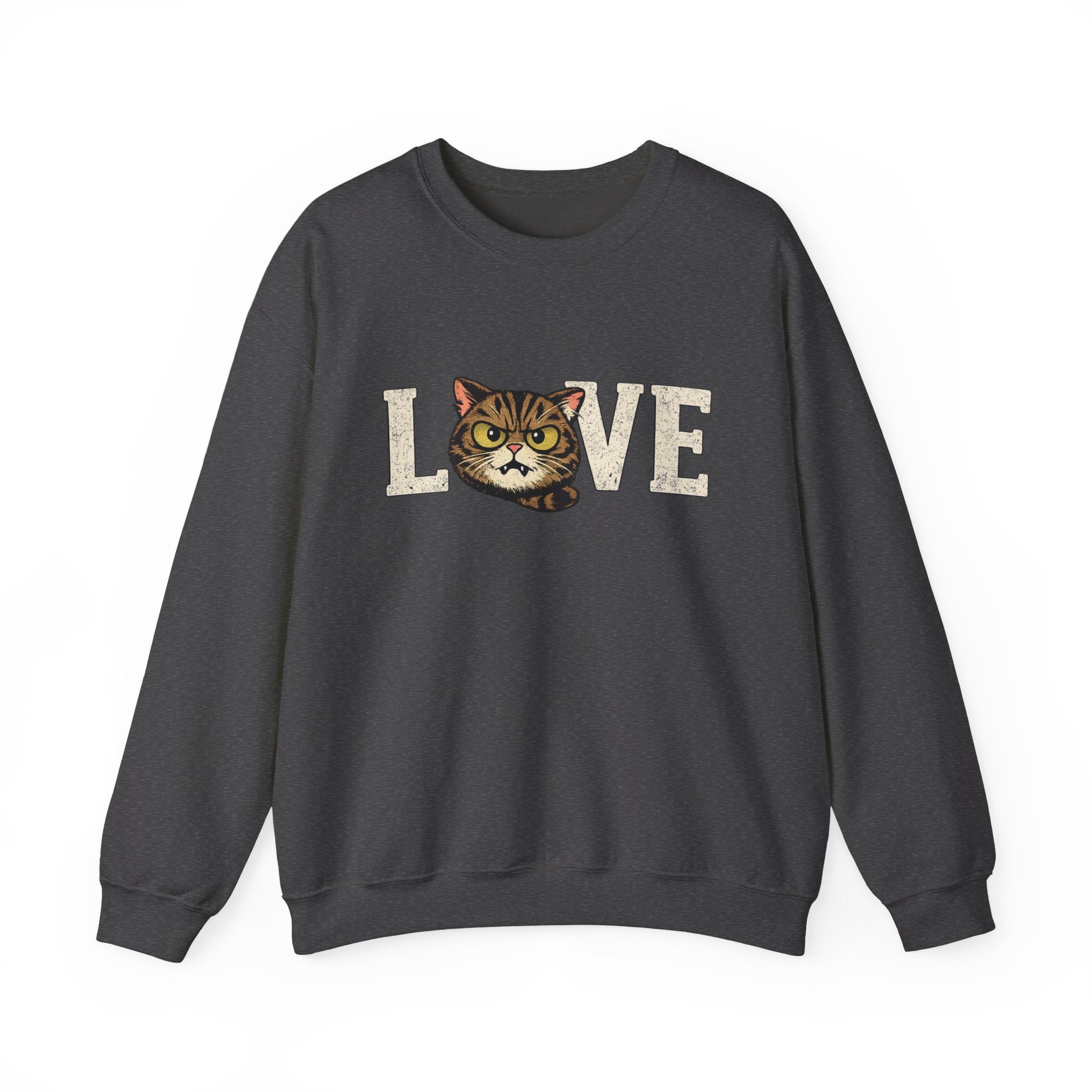Cat Love Sweatshirt — Vintage Tabby Kitty Crewneck