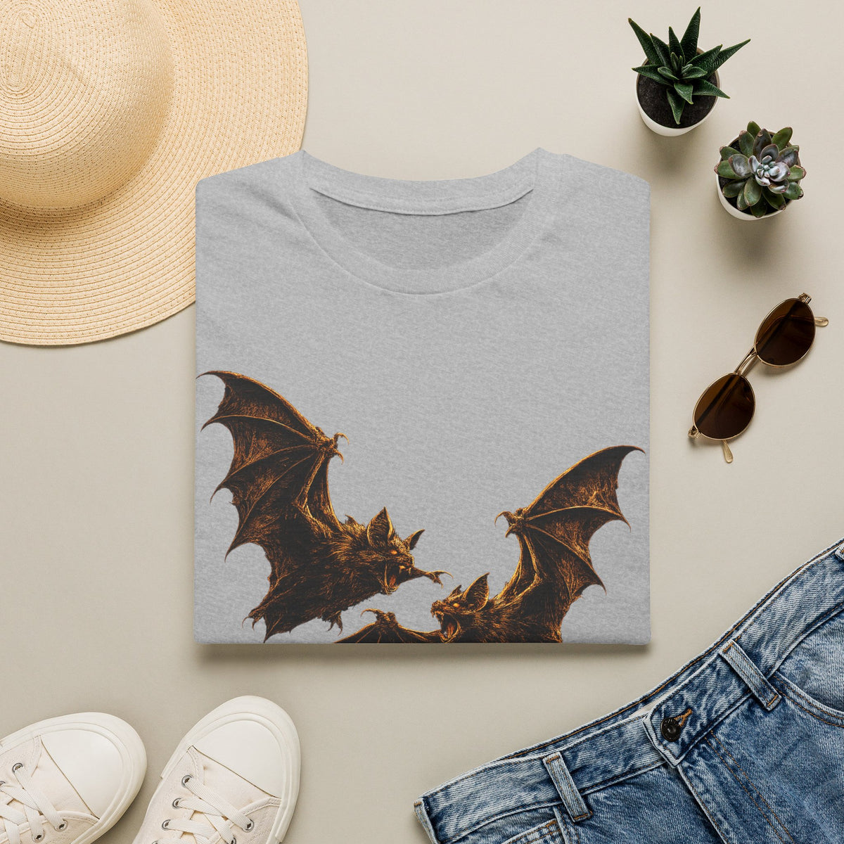 Bat Silhouette T-Shirt — Gothic Halloween Black Tee