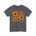 Sunflower & Autumn Leaves Tee — Fall Floral Graphic T-Shirt