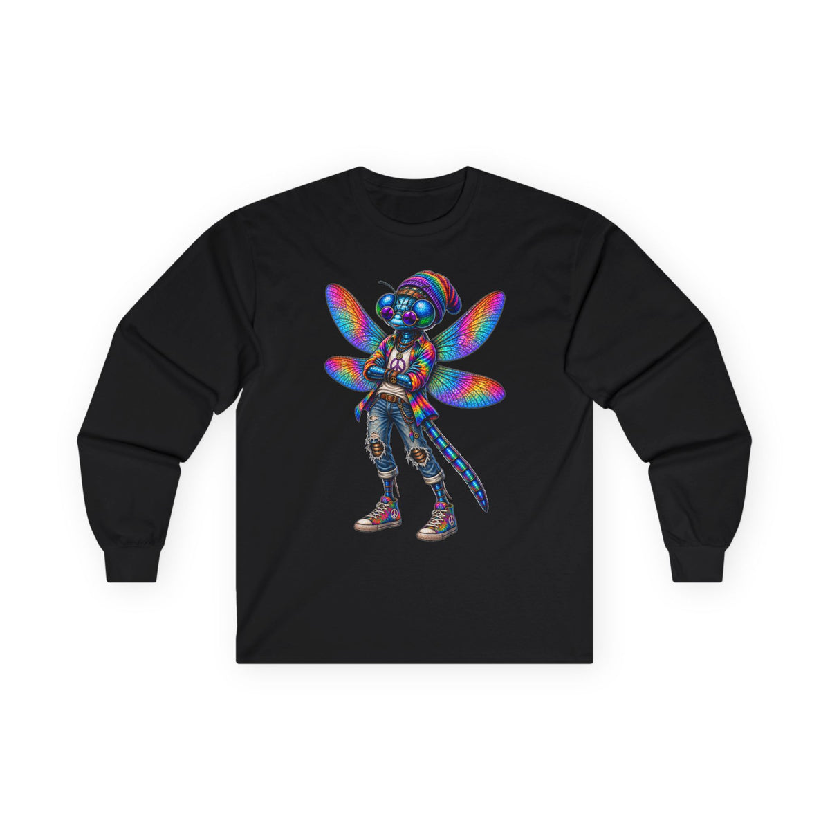 Psychedelic Dragonfly Cyberpunk Long Sleeve Tee